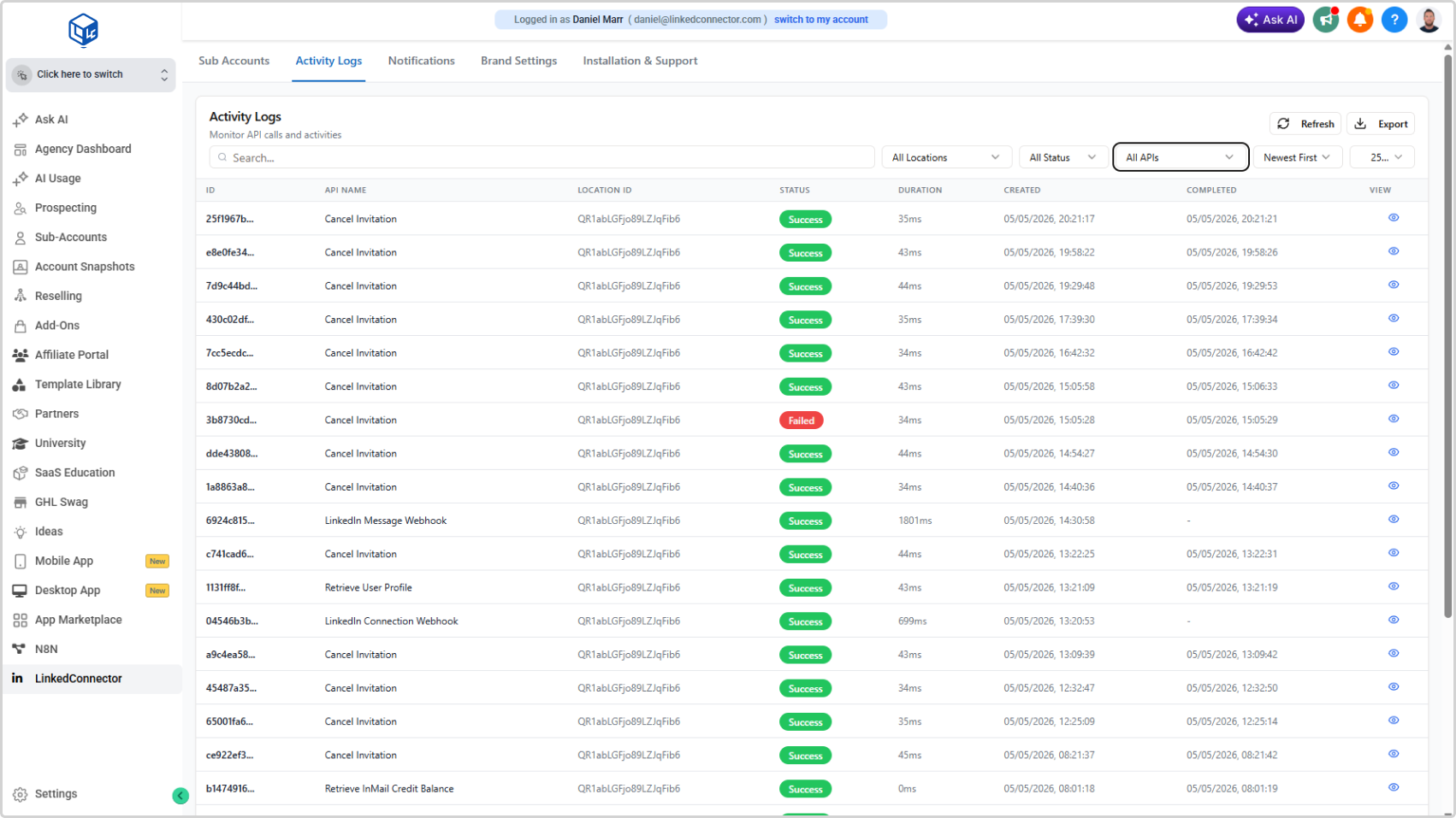 Activity Logs Relocated to Agency Dashboard