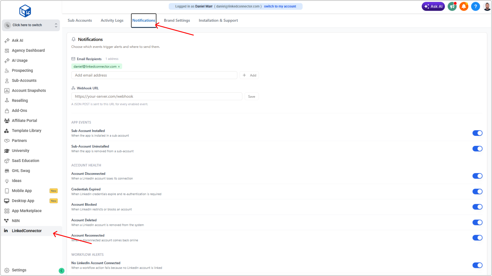 New Notification System for App & LinkedIn Events
